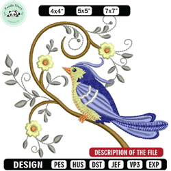 blue bird embroidery design, embroidery design, sale design, embroidered shirt, bird embroidery, digital download
