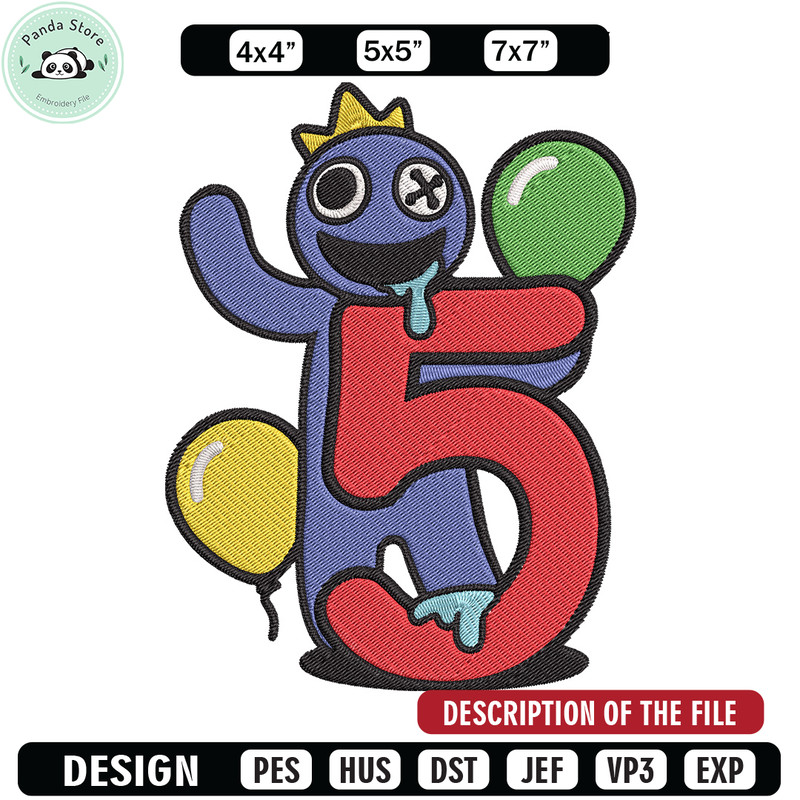 Blue Rainbow Embroidery Design, Rainbow Friends Embroidery, Embroidery File, Anime Embroidery, Digital download.jpg