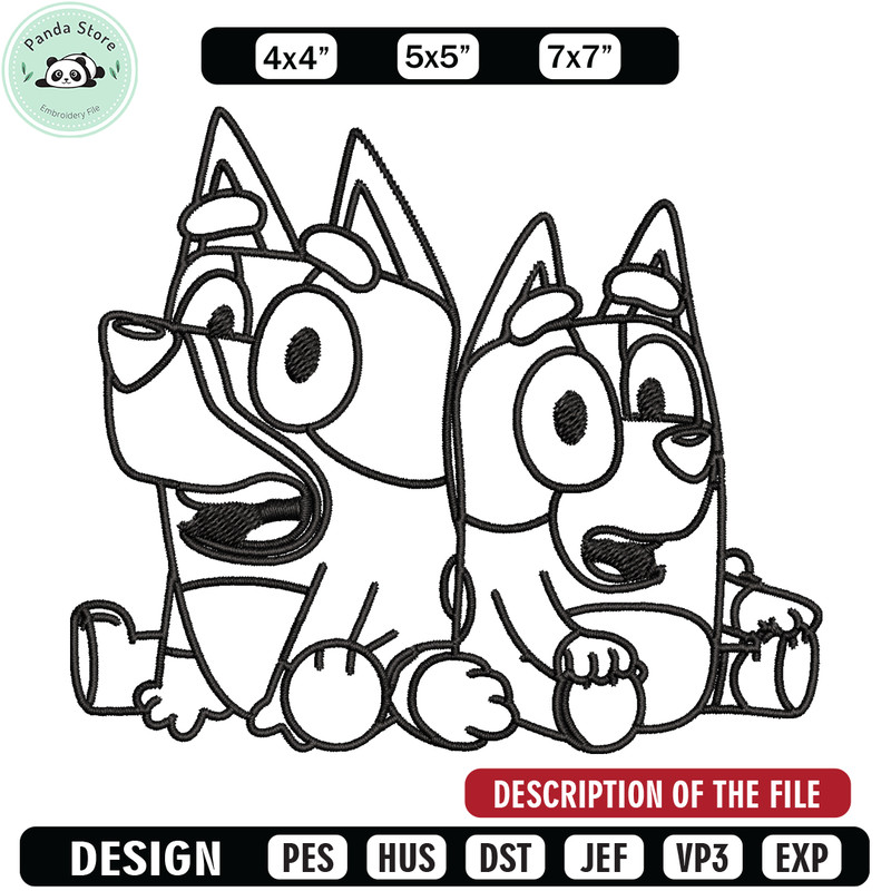 Bluey Bingo Coloring Pages Embroidery, Bluey Embroidery, Embroidery File, cartoon design, logo shirt, Digital download.jpg