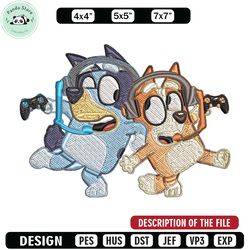 bluey bingo headphones embroidery, bluey embroidery, embroidery file, cartoon shirt, cartoon design, digital download