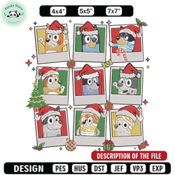 bluey chrismas embroidery design, bluey embroidery, embroidery file, anime embroidery, anime shirt, digital download