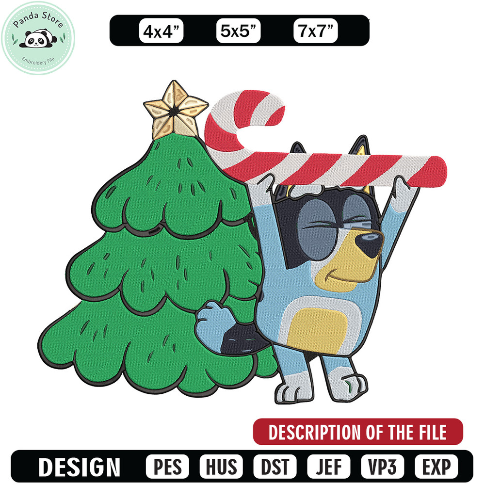 Bluey chrismas Embroidery Design, Bluey Embroidery, Embroidery File, Chrismas Embroidery, Anime shirt, Digital download.jpg