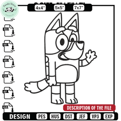 bluey coloring pages embroidery, bluey embroidery, embroidery file, cartoon design, logo shirt, digital download