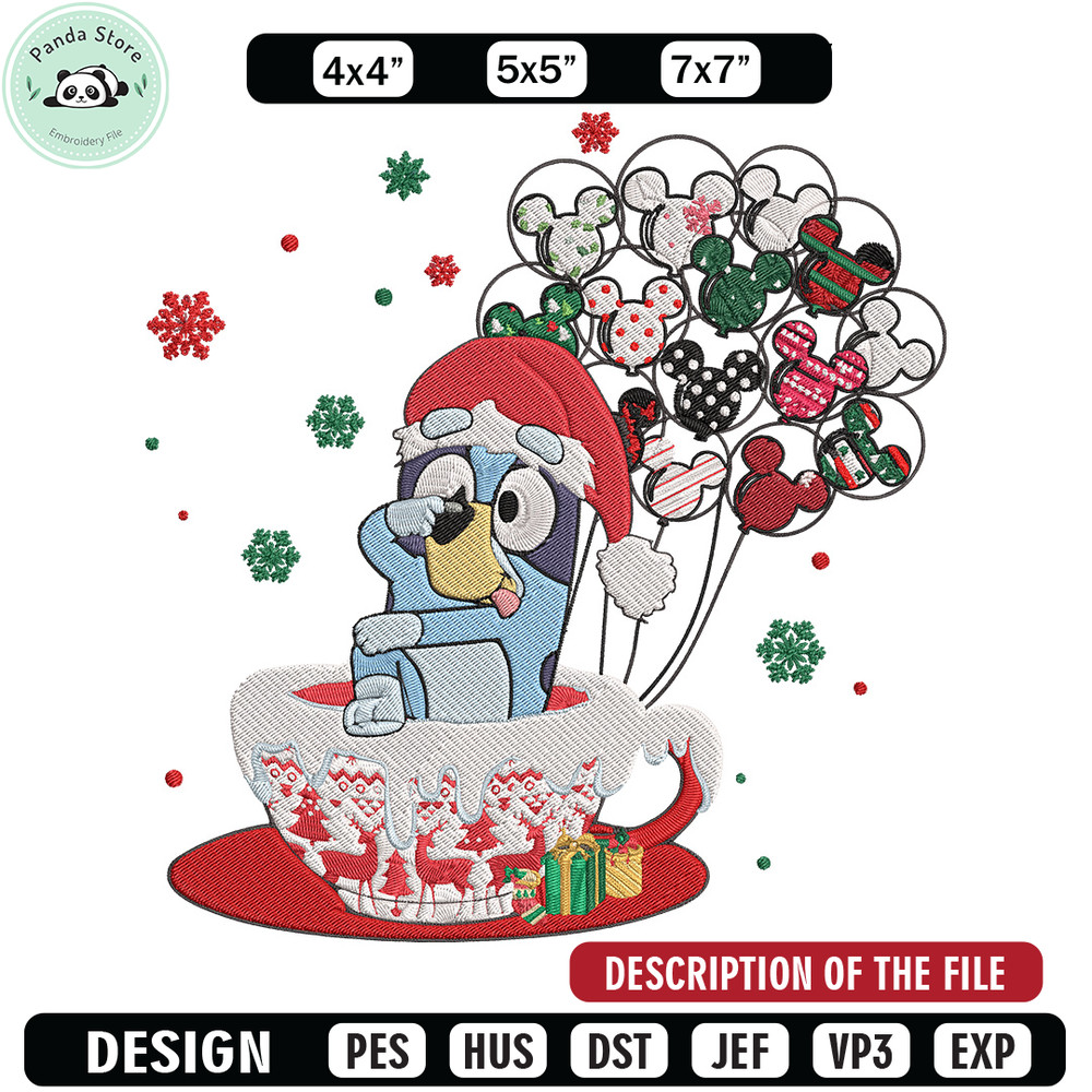 Bluey chrismas Embroidery Design,Bluey Embroidery, Embroidery File, Chrismas Embroidery, Anime shirt, Digital download.jpg