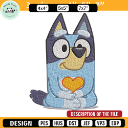 bluey embroidery, bluey cartoon embroidery, cartoon embroidery, embroidery file, cartoon shirt, digital download