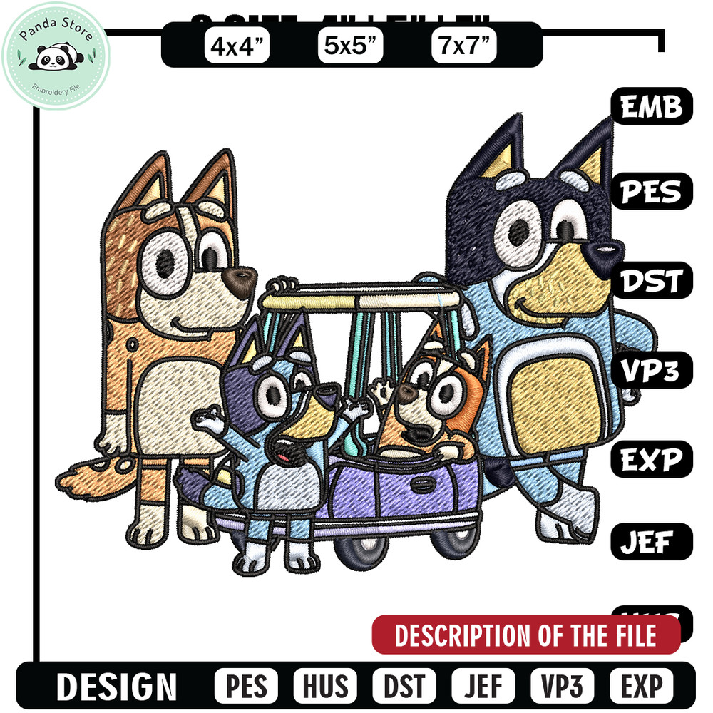 Bluey family embroidery design, Bluey Embroidery, Embroidery File, cartoon design, cartoon shirt, Digital download.jpg