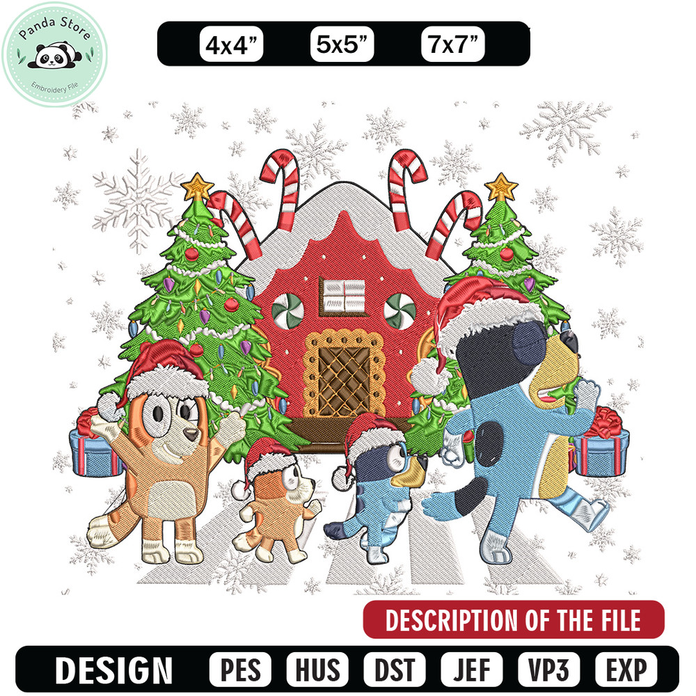 Bluey family Embroidery Design,Bluey Embroidery, Embroidery File, Chrismas Embroidery, Anime shirt, Digital download.jpg
