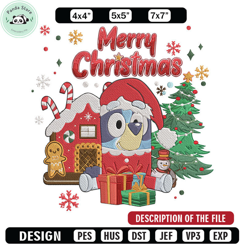 Bluey merry chrismas Embroidery Design,Bluey Embroidery, Embroidery File, Chrismas Embroidery, Digital download.jpg
