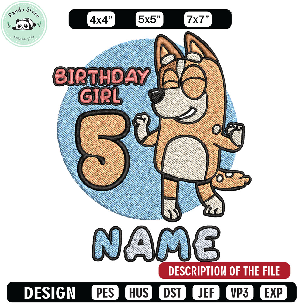 Bluey Mom Birthday Girl Embroidery, Bluey Embroidery, Embroidery File, cartoon shirt, cartoon design, Digital download 1.jpg