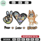 Bluey Peace Love bandit Embroidery design, Bluey cartoon Embroidery, cartoon design, Embroidery File, Digital download 1.jpg