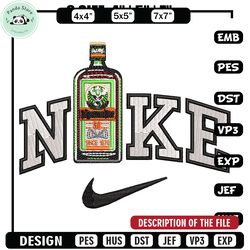 bottle x nike embroidery design, nike embroidery, embroidery file, embroidery shirt, nike design, digital download