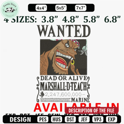 bounty marshall embroidery design, anime embroidery, anime shirt, anime design, embroidered shirt, digital download