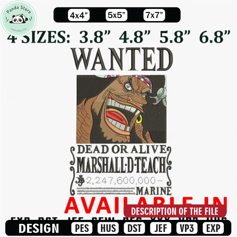 Bounty marshall embroidery design, Anime Embroidery, Anime shirt, Anime design, Embroidered shirt, digital download.jpg