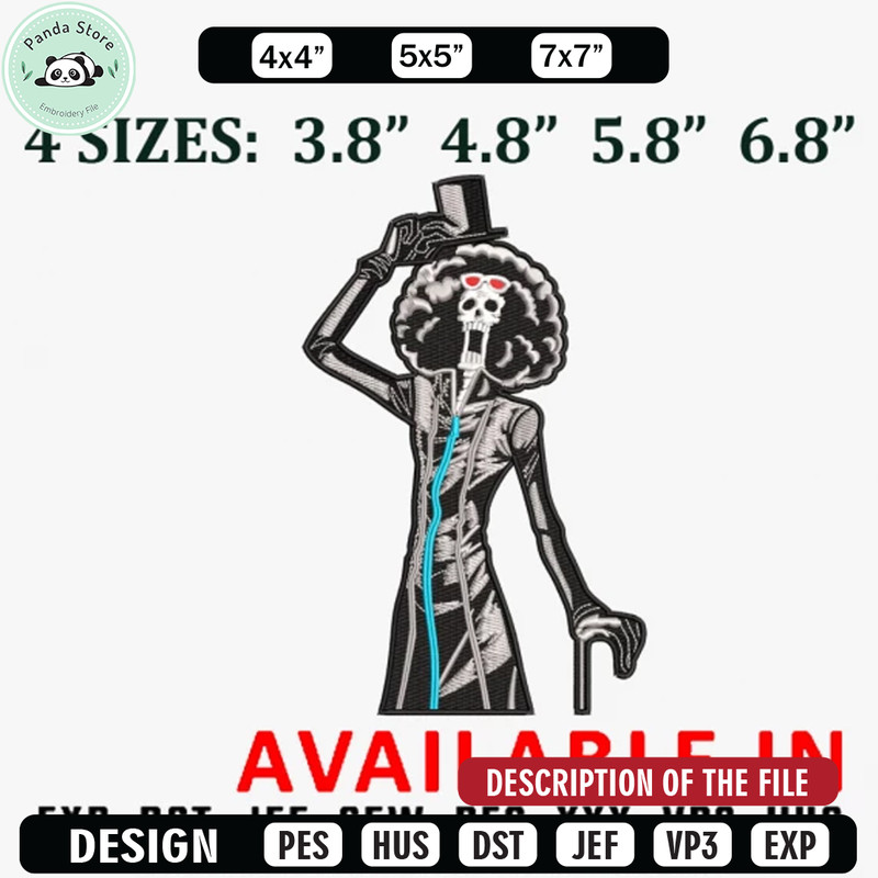 Brook halloween embroidery design, One piece Embroidery, Halloween design, Embroidered shirt, digital download.jpg