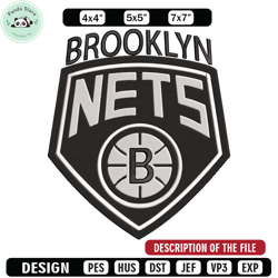 brooklyn nets logo embroidery design, nba embroidery,sport embroidery, logo sport embroidery, embroidery design 1