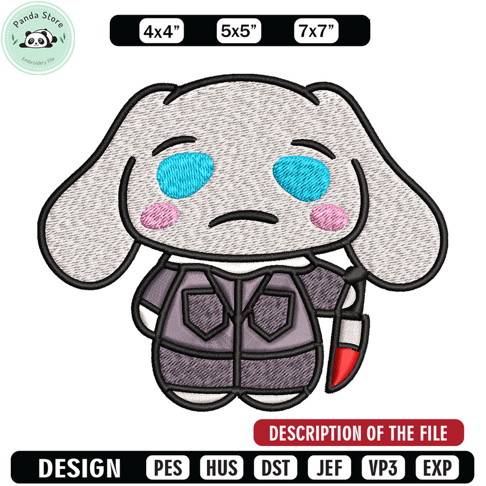 Bunny horror cartoon Embroidery design, Bunny horror Embroidery, logo design, Embroidery File, Instant download.jpg