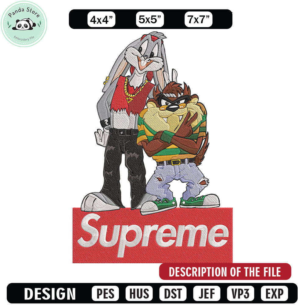 Bunny Taz Embroidery Design, Bunny Taz Embroidery, Embroidery File, Anime Embroidery, Supreme shirt, Digital download.jpg