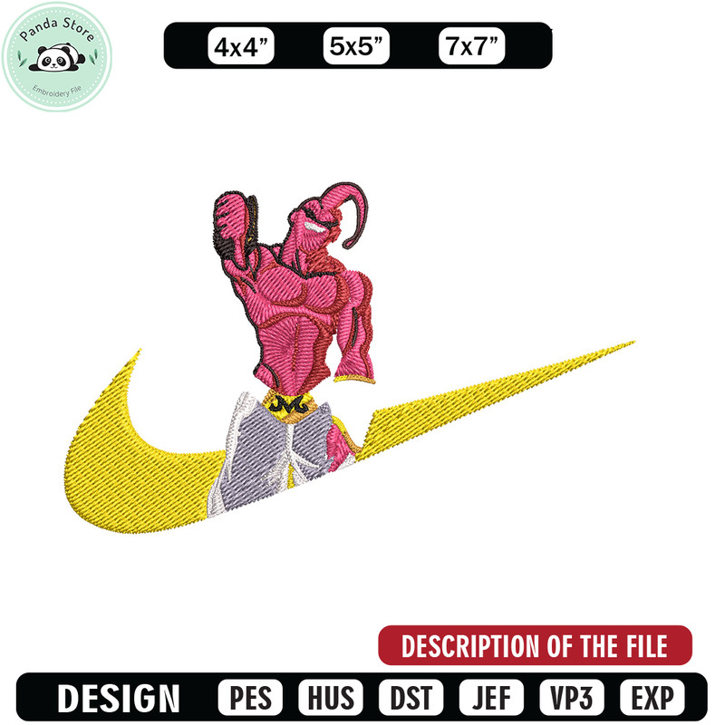 Buu x nike Embroidery Design, Dragonball Embroidery, Embroidery File, Nike Embroidery, Anime shirt, Digital download.jpg
