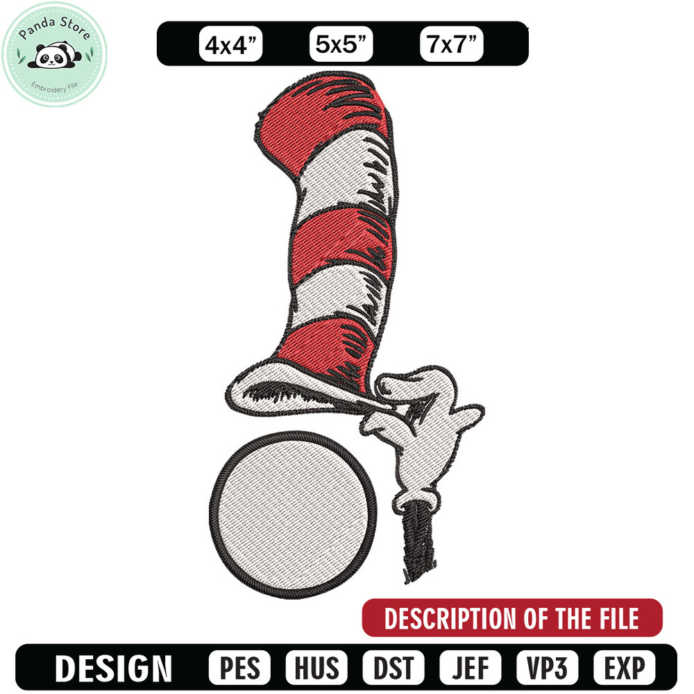 Cat In The Hat Embroidery Design, Cat In The Hat Embroidery, Embroidery File, logo shirt, Digital download.jpg
