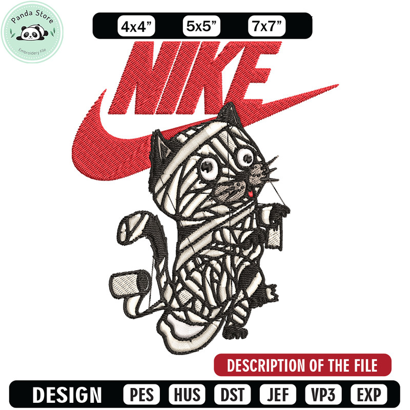 Cat Mummy Nike Embroidery design, Cat Mummy Nike Embroidery, Nike design, Embroidery file, Instant download.jpg