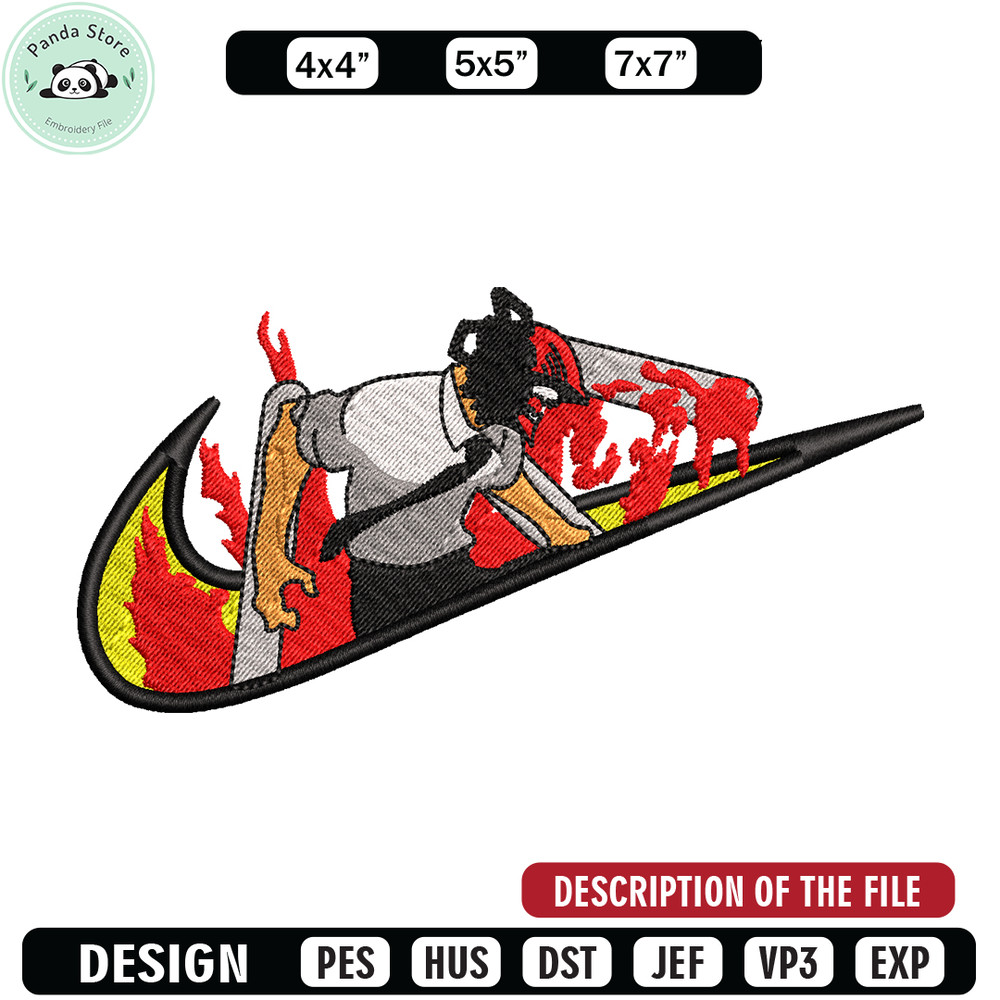 Chainsaw man Nike embroidery design, Chainsaw man embroidery, Nike design, anime design, anime shirt, Digital download.jpg