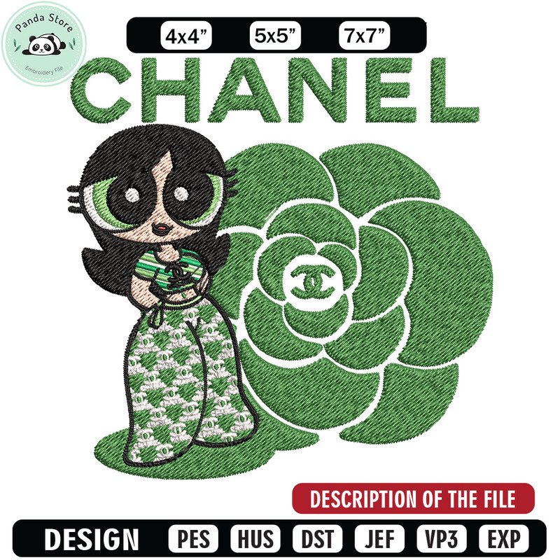 Chanel green girl Embroidery Design, Chanel Embroidery, Brand Embroidery, Embroidery File, Logo shirt, Digital download.jpg