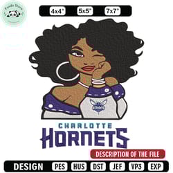 charlotte hornets girl embroidery design, nba embroidery, sport embroidery, embroidery design, logo sport embroidery