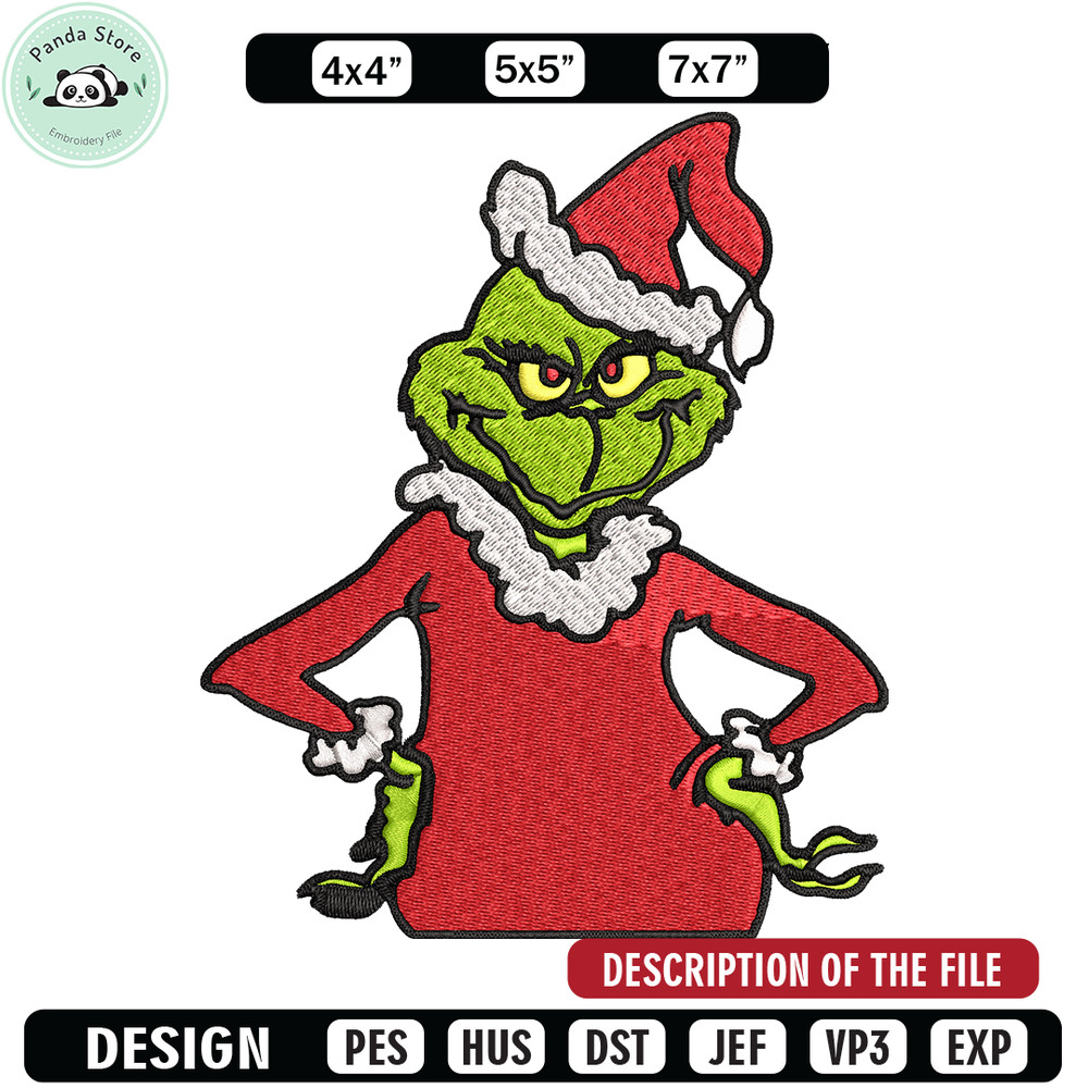 Christmas Grinch Embroidery design, Grinch christmas Embroidery, Embroidery File, Grinch design, Instant download.jpg