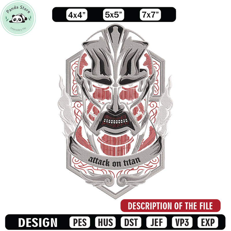 Colossal poster Embroidery Design, Aot Embroidery, Embroidery File, Anime Embroidery, Anime shirt, Digital download.jpg