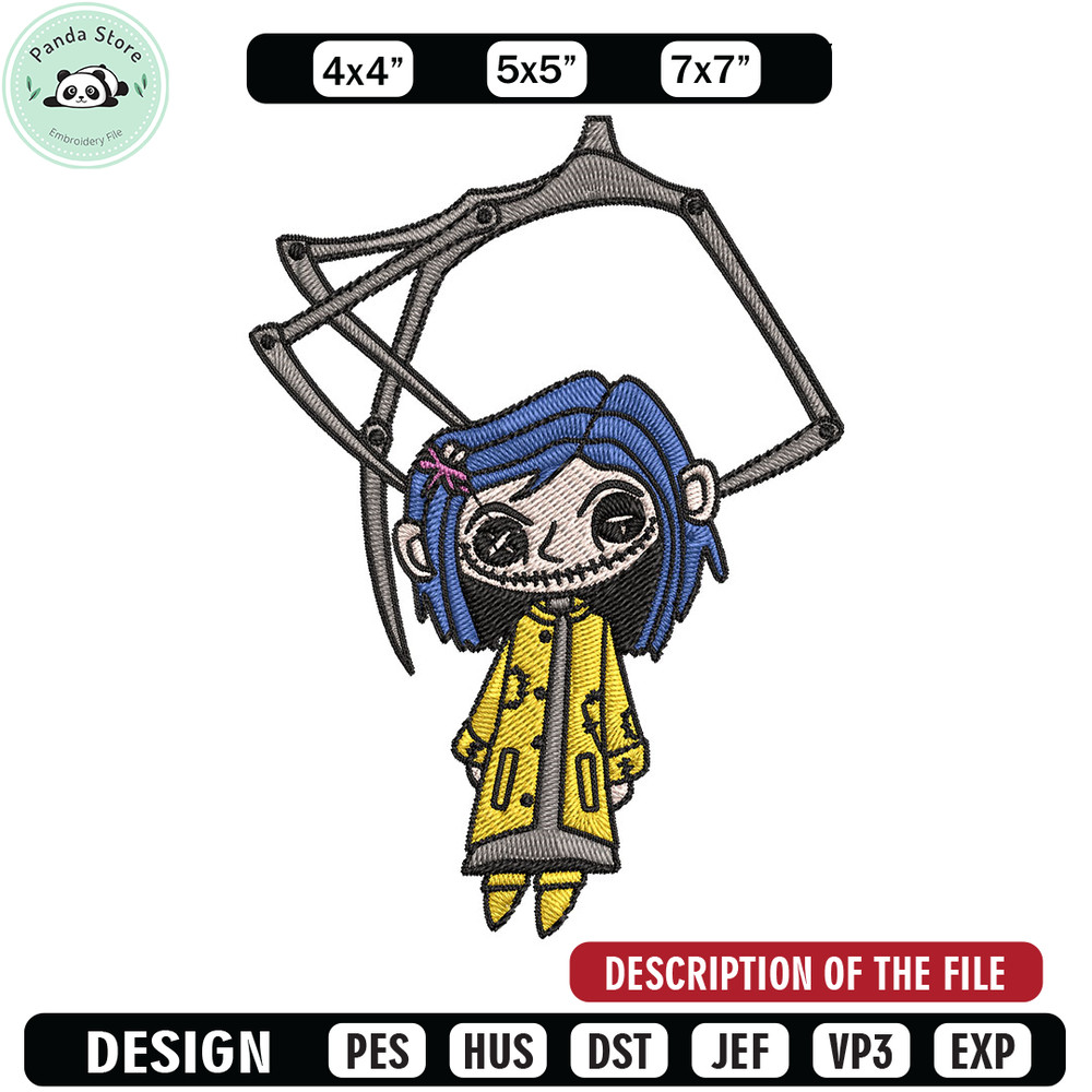 Coraline Horror Embroidery Design, Coraline Horror Embroidery, Embroidery File, Cartoon shirt, Digital download.jpg