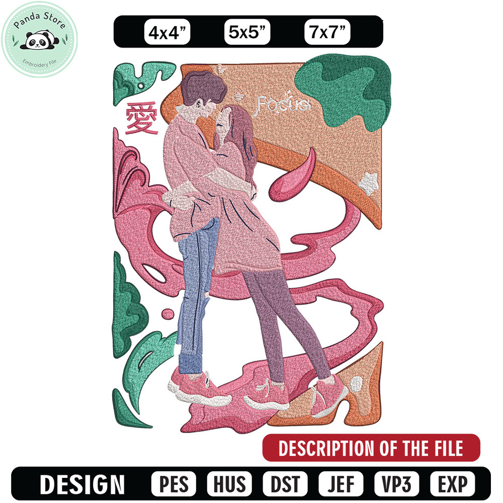 Couple poster Embroidery Design, Couple Embroidery, Embroidery File, Anime Embroidery, Anime shirt, Digital download.jpg