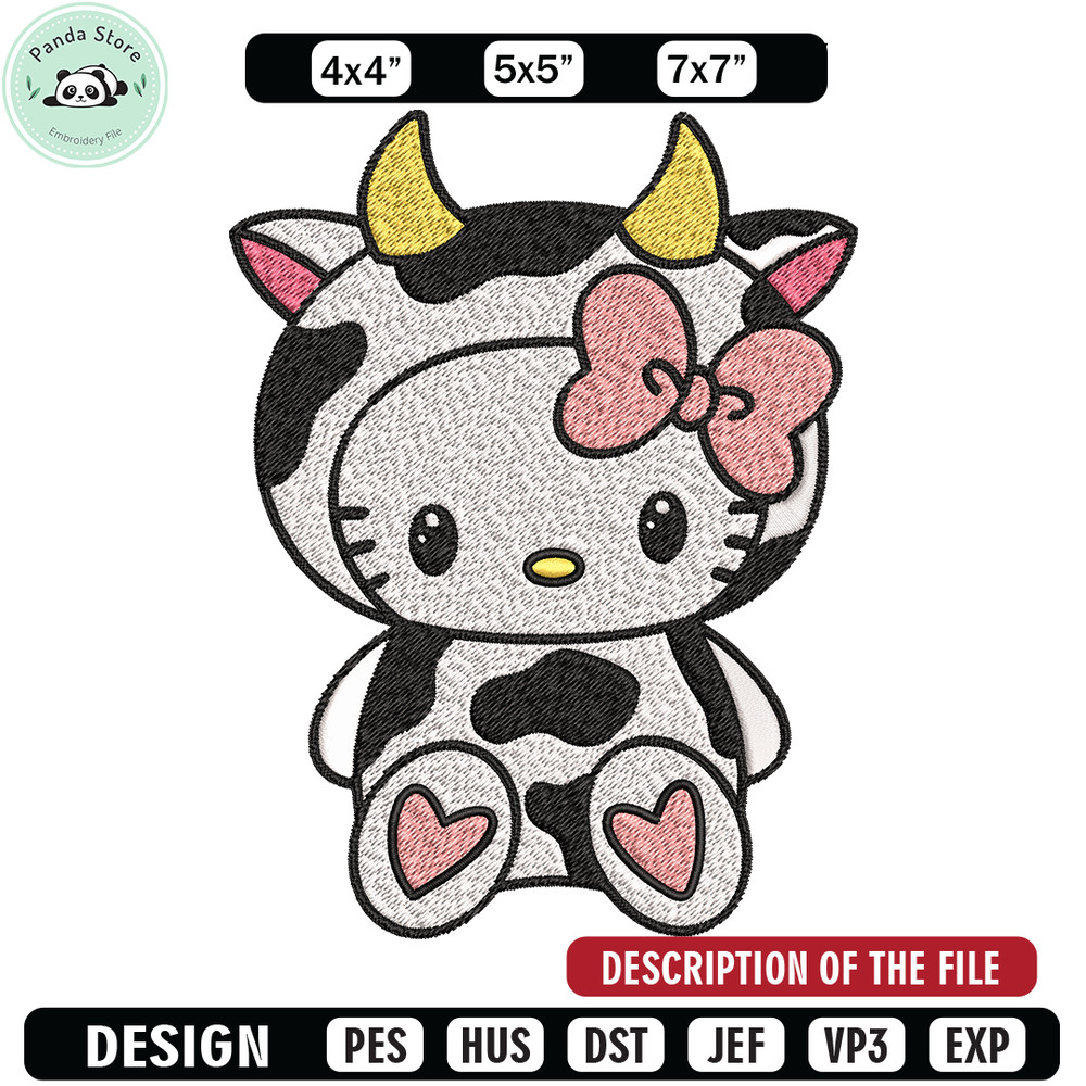 Cow Hello Kitty Embroidery design, Cow Hello Kitty Embroidery, cartoon design, Embroidery File, Digital download.jpg