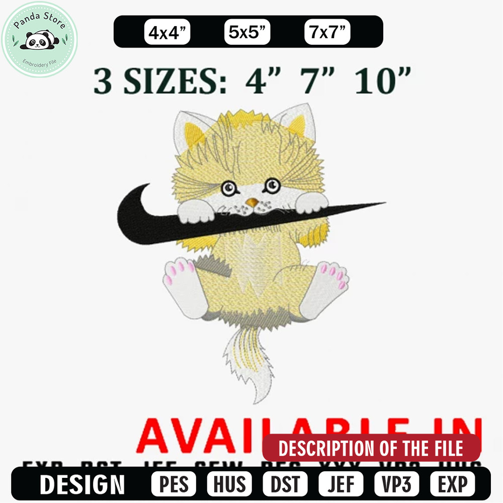 Cute cat x nike embroidery design, Brand design, Embroidered shirt, Brand shirt, Brand Embroidery, digital download.jpg