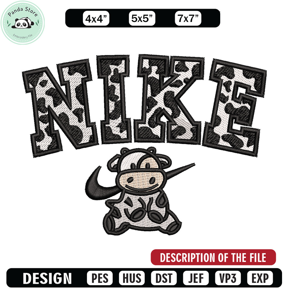 Dairy cow x nike embroidery design, Cow embroidery, Nike design, Embroidery shirt, Embroidery file, Digital download.jpg