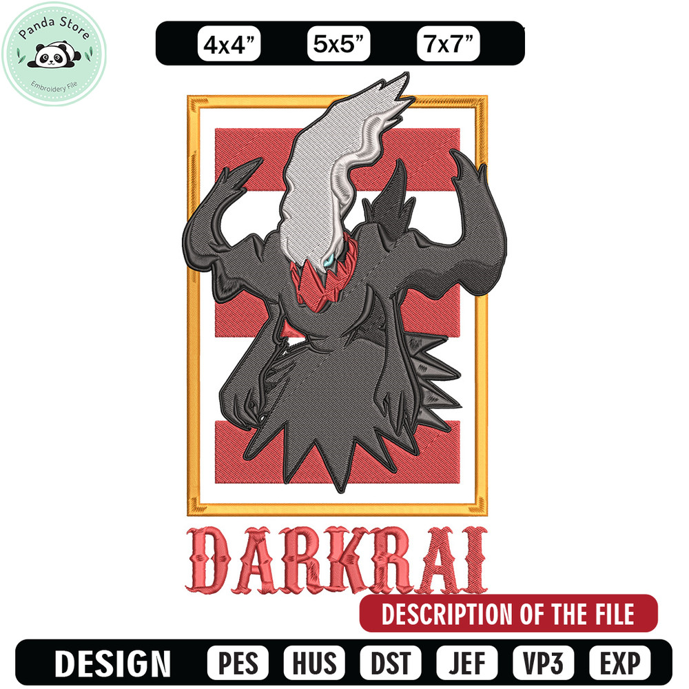 Darkrai poster Embroidery Design, Pokemon Embroidery, Embroidery File, Anime Embroidery, Anime shirt, Digital download.jpg