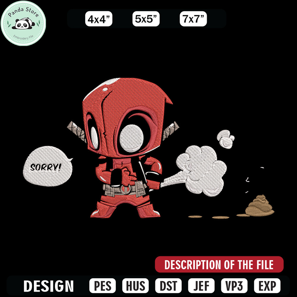 Deadpool chibi Embroidery Design, Deadpool Embroidery, Embroidery File, Anime Embroidery, Anime shirt, Digital download.jpg