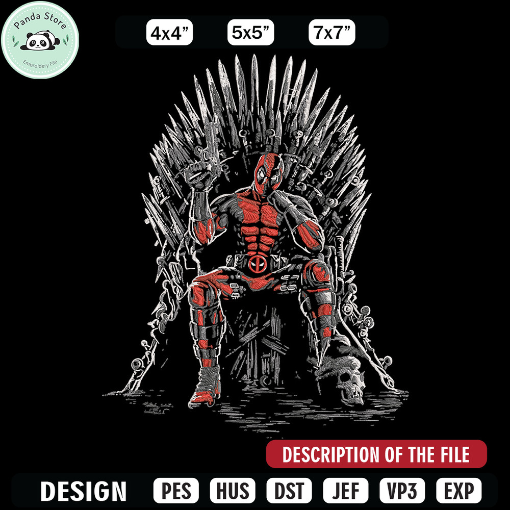 Deadpool king Embroidery Design, Deadpool Embroidery, Embroidery File, Anime Embroidery, Anime shirt, Digital download.jpg