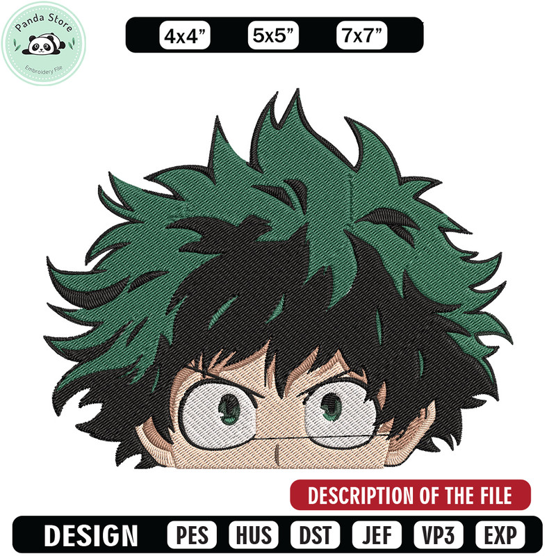 Deku face Embroidery Design, Mha Embroidery, Embroidery File, Anime Embroidery, Anime shirt, Digital download.jpg