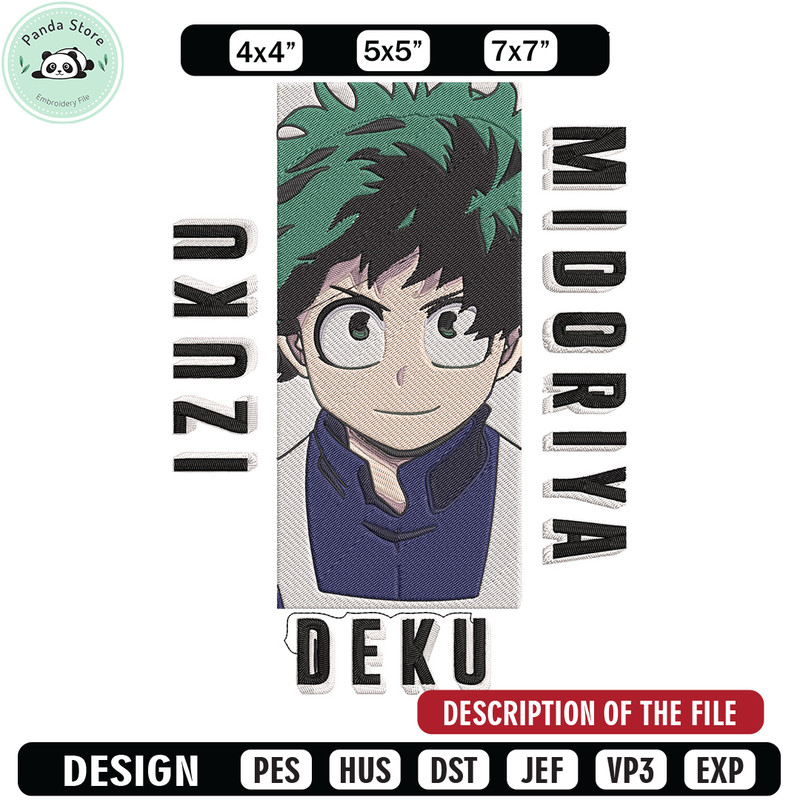 Deku poster Embroidery Design, Mha Embroidery, Embroidery File, Anime Embroidery, Anime shirt, Digital download.jpg