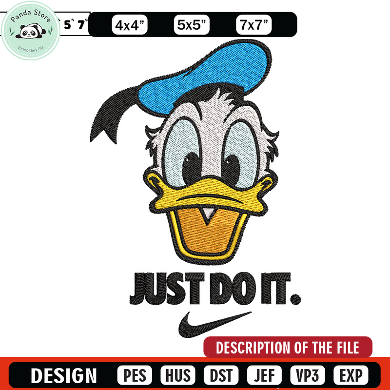 Donald Duck Nike Embroidery design, Donald Duck cartoon Embroidery, Nike design, Embroidery file, Instant download.jpg