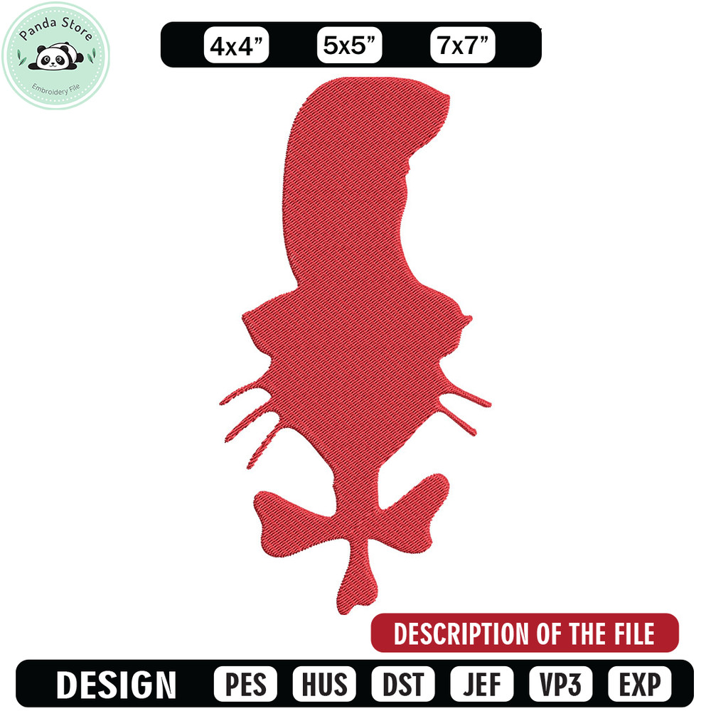 Dr Seuss Red Embroidery Design, Dr Seuss Embroidery, Embroidery File, Embroidery design, Digital download.jpg