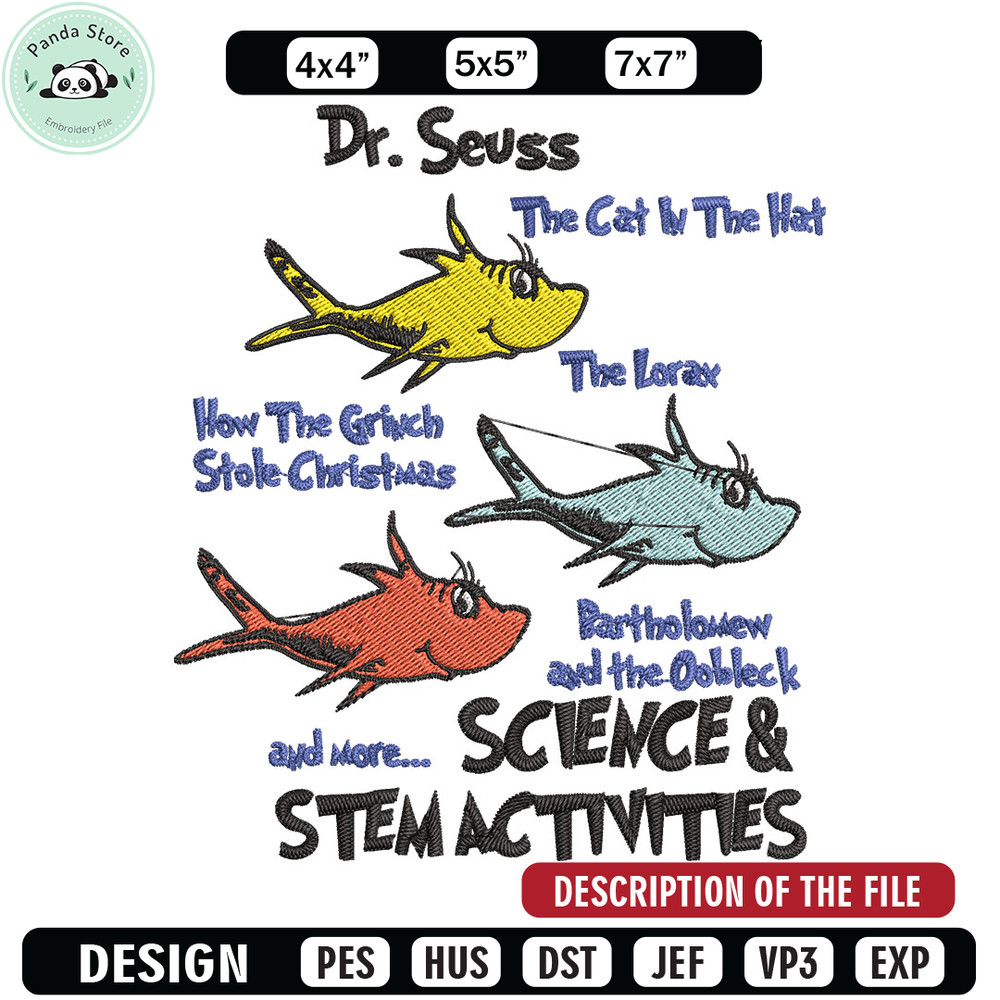 Dr Seuss Stem Activities Embroidery Design, Dr Seuss Embroidery, Embroidery File, Embroidery design, Digital download.jpg