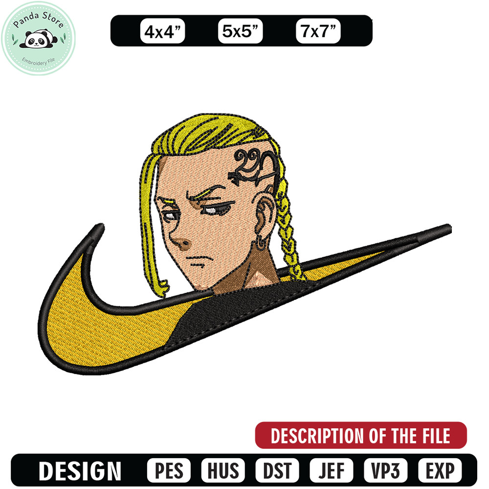 Draken nike embroidery design, Tokyo Revengers embroidery, nike design, anime design, anime shirt, Digital download.jpg
