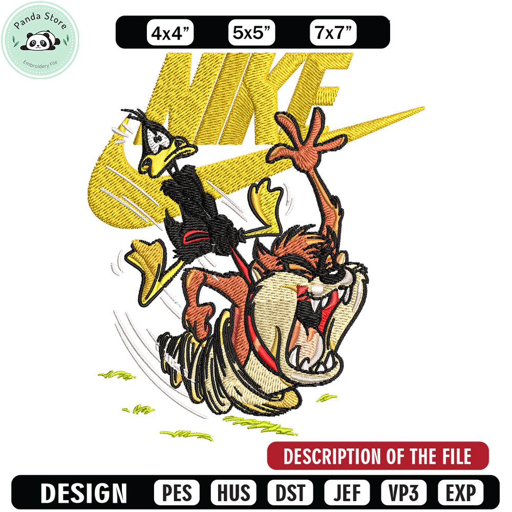 Duffy and Taz Nike Embroidery design, cartoon Embroidery, Nike design, Embroidery file, logo shirt, Instant download.jpg