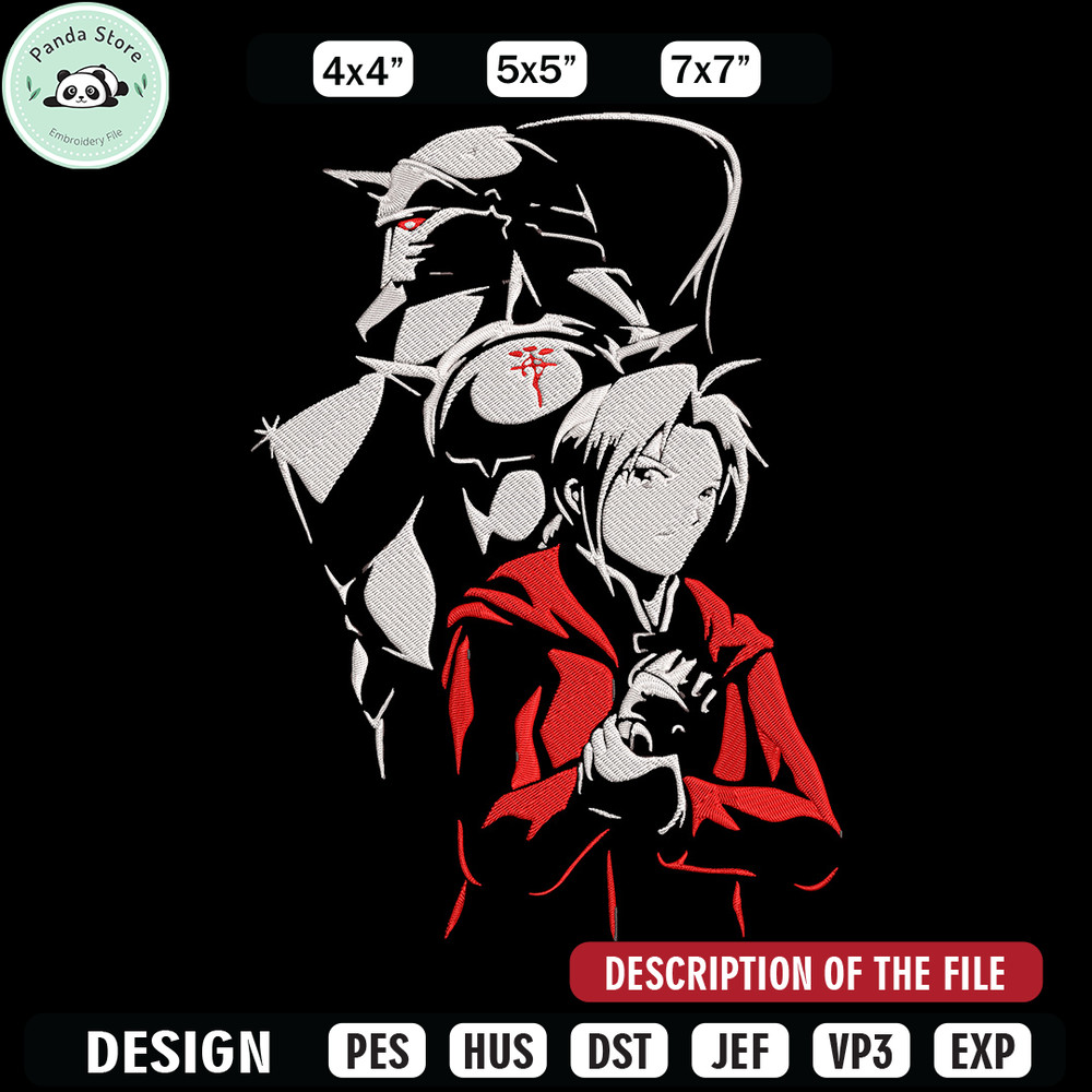 Edward Elric Embroidery Design, Fullmetal Embroidery,Embroidery File,Anime Embroidery, Anime shirt, Digital download 1.jpg