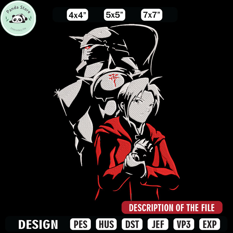 Edward Elric Embroidery Design, Fullmetal Embroidery,Embroidery File,Anime Embroidery, Anime shirt, Digital download 1.jpg