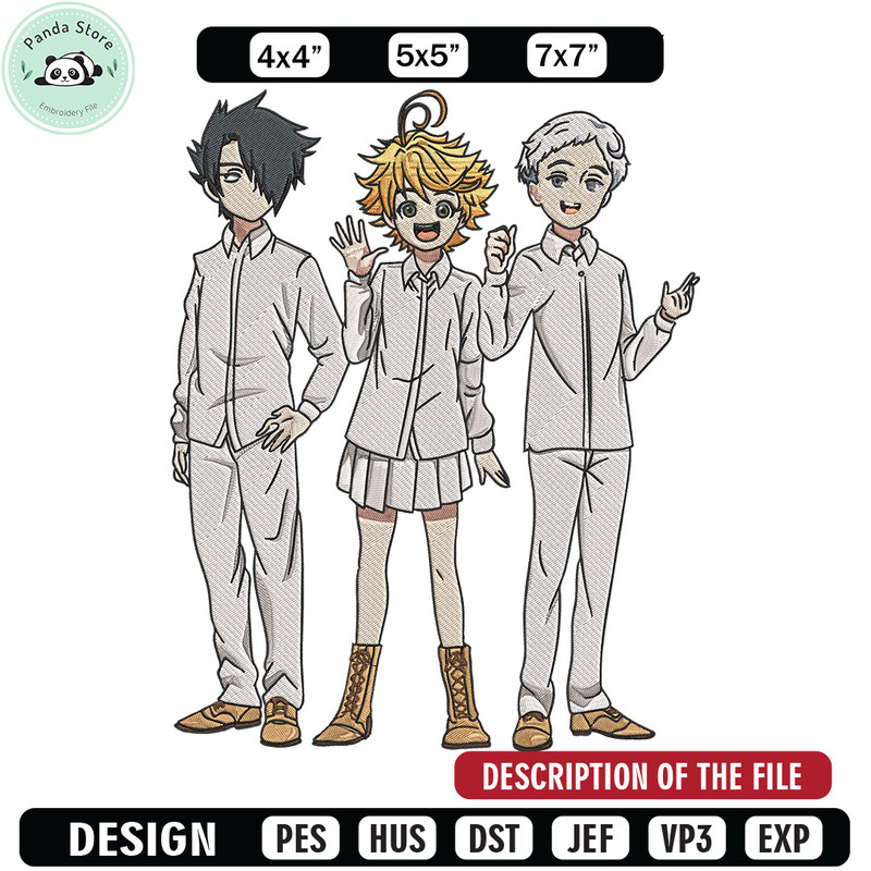 Emma friends Embroidery Design, Oyakusoku Embroidery, Embroidery File, Anime Embroidery, Anime shirt, Digital download.jpg