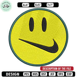 emoji smile swoosh embroidery design, emoji embroidery, logo design, embroidery file, logo shirt, digital download