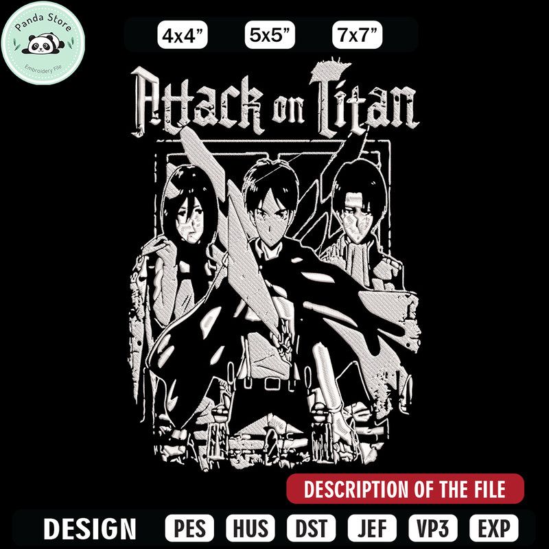 Eren friends Embroidery Design, Aot Embroidery, Embroidery File, Anime Embroidery, Anime shirt, Digital download 1.jpg