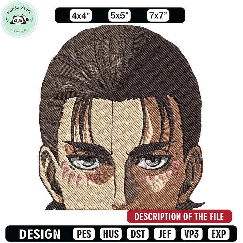 Eren Peeker Embroidery Design, Aot Embroidery, Embroidery File, Anime Embroidery, Anime shirt, Digital download 1.jpg